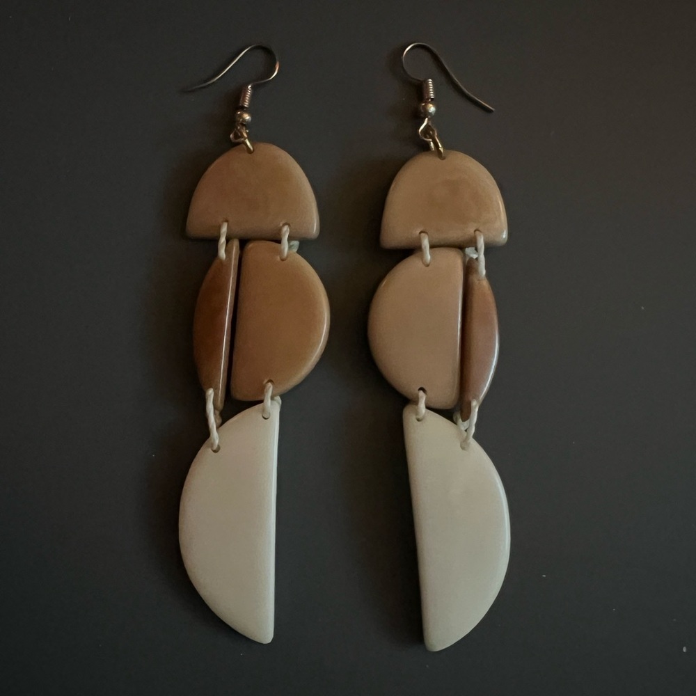 Noonday Collection Brown and Cream Earrings
